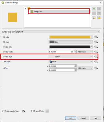 Simple fill symbol settings in QGIS